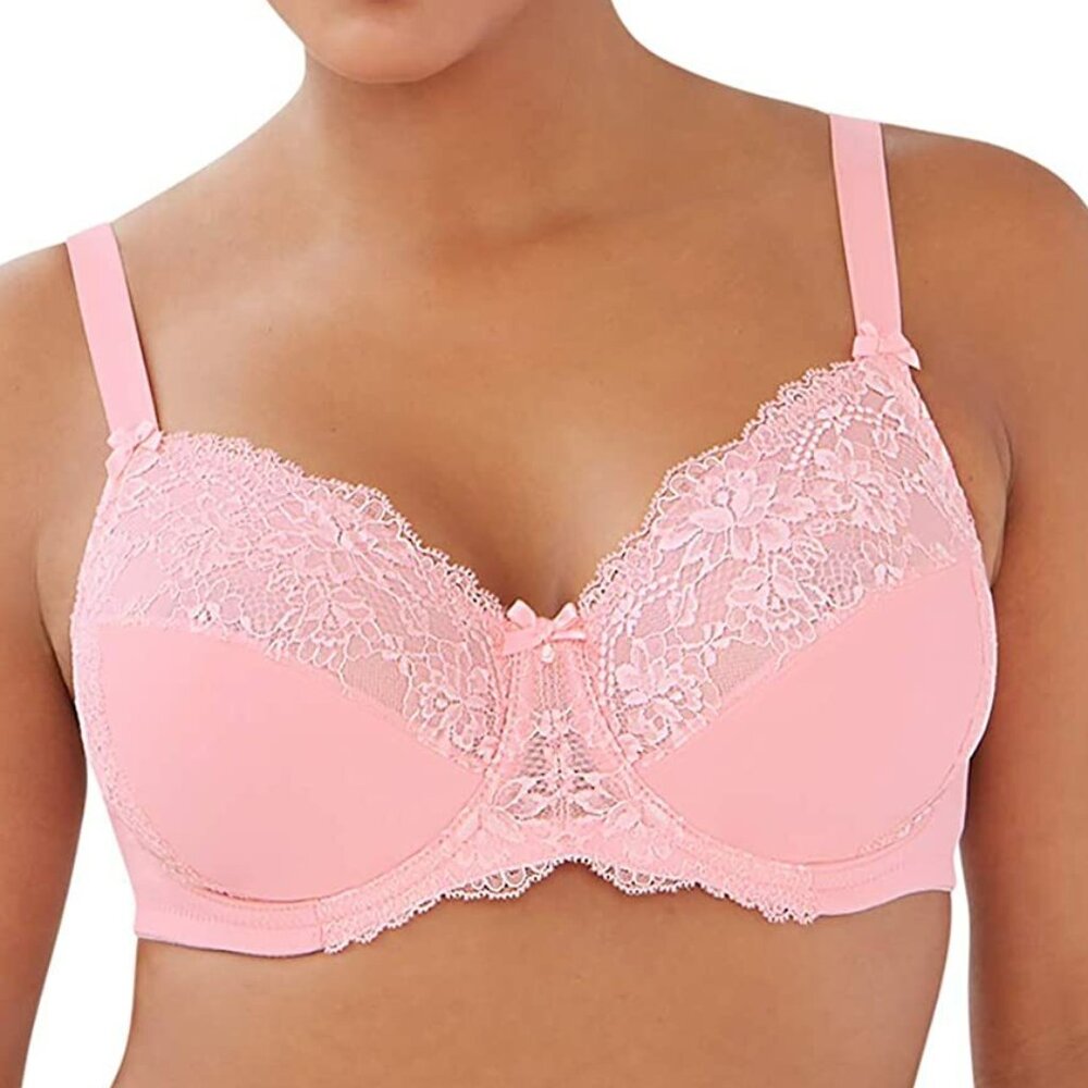 Glamorise NWT Elegance Underwire Lace Bra Candy Pink 36C No Padding NEW